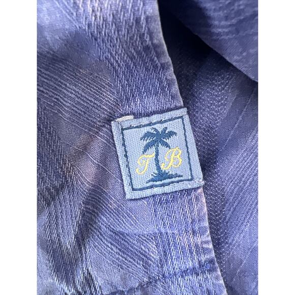 Mens Tommy Bahama Size Medium Island Modern Fit 100% Silk Blue Button Shirt - Picture 4 of 5